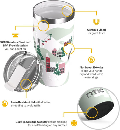 20oz Essential Tumbler with Lid, Ceramic Lined, White | Insulated, Stainless Steel Metal, Portable Travel Cup for Hot and Cold Drinks, Coffee, Car, Camping and Travel