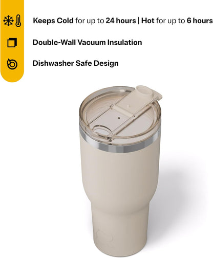 20oz Essential Tumbler with Lid, Ceramic Lined, White | Insulated, Stainless Steel Metal, Portable Travel Cup for Hot and Cold Drinks, Coffee, Car, Camping and Travel