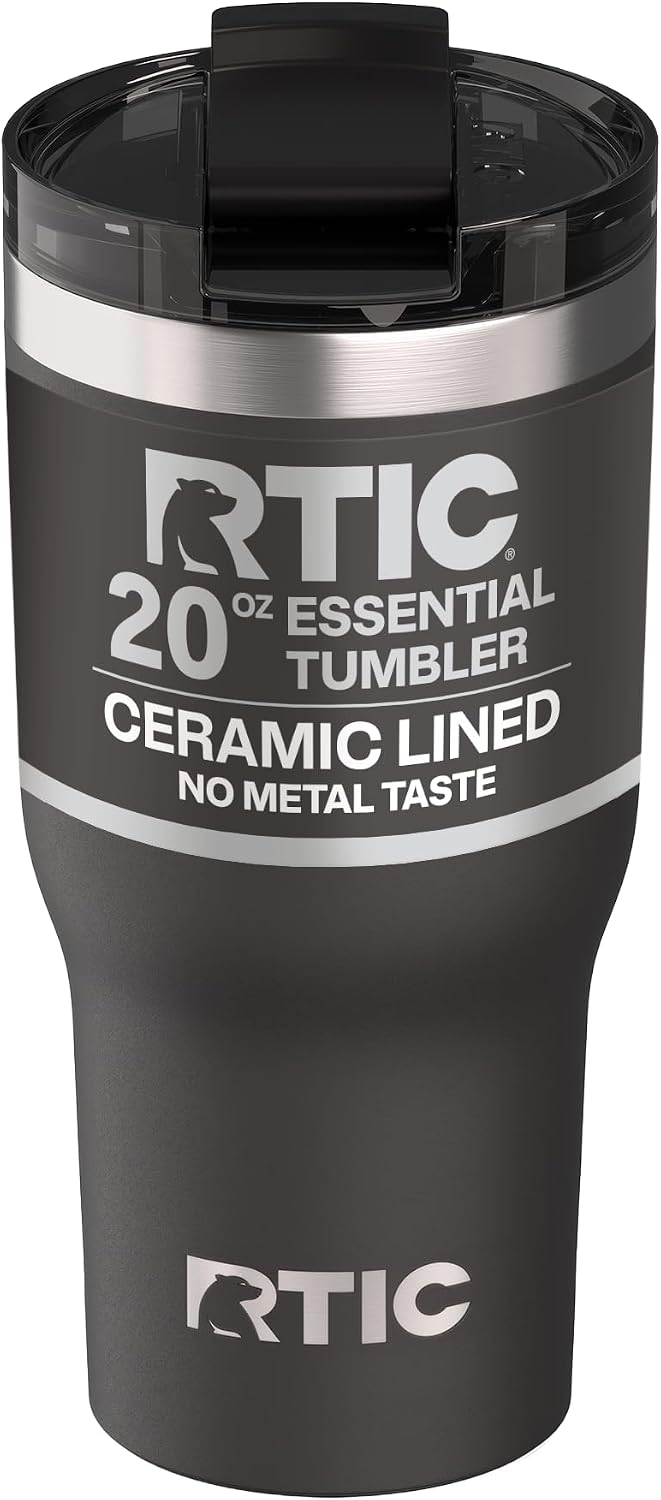 20oz Essential Tumbler with Lid, Ceramic Lined, White | Insulated, Stainless Steel Metal, Portable Travel Cup for Hot and Cold Drinks, Coffee, Car, Camping and Travel