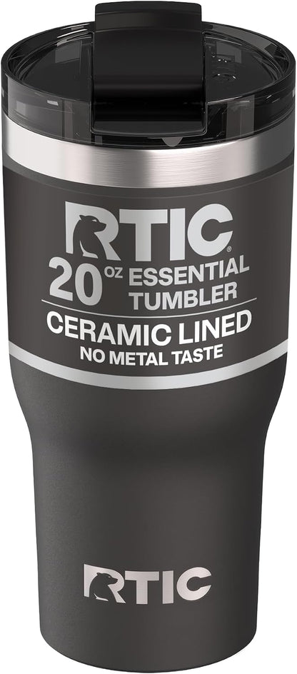 20oz Essential Tumbler with Lid, Ceramic Lined, White | Insulated, Stainless Steel Metal, Portable Travel Cup for Hot and Cold Drinks, Coffee, Car, Camping and Travel