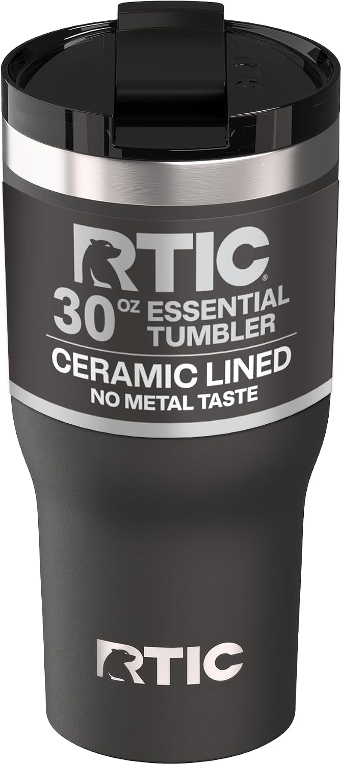 20oz Essential Tumbler with Lid, Ceramic Lined, White | Insulated, Stainless Steel Metal, Portable Travel Cup for Hot and Cold Drinks, Coffee, Car, Camping and Travel