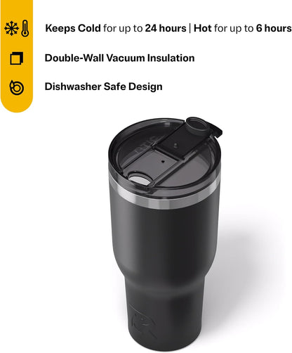 20oz Essential Tumbler with Lid, Ceramic Lined, White | Insulated, Stainless Steel Metal, Portable Travel Cup for Hot and Cold Drinks, Coffee, Car, Camping and Travel