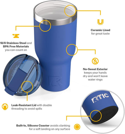 20oz Essential Tumbler with Lid, Ceramic Lined, White | Insulated, Stainless Steel Metal, Portable Travel Cup for Hot and Cold Drinks, Coffee, Car, Camping and Travel