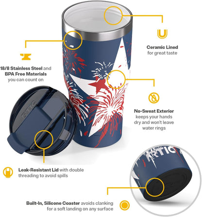 20oz Essential Tumbler with Lid, Ceramic Lined, White | Insulated, Stainless Steel Metal, Portable Travel Cup for Hot and Cold Drinks, Coffee, Car, Camping and Travel