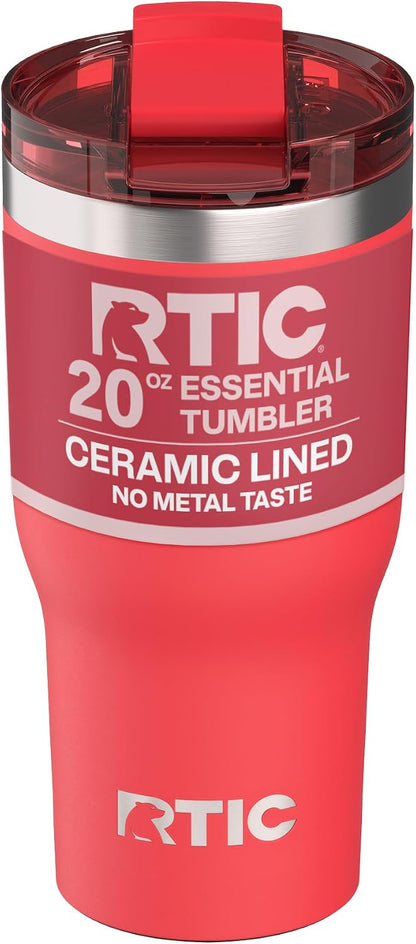 20oz Essential Tumbler with Lid, Ceramic Lined, White | Insulated, Stainless Steel Metal, Portable Travel Cup for Hot and Cold Drinks, Coffee, Car, Camping and Travel