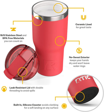 20oz Essential Tumbler with Lid, Ceramic Lined, White | Insulated, Stainless Steel Metal, Portable Travel Cup for Hot and Cold Drinks, Coffee, Car, Camping and Travel