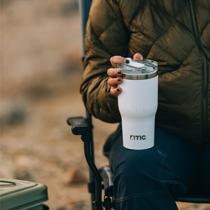20oz Essential Tumbler with Lid, Ceramic Lined, White | Insulated, Stainless Steel Metal, Portable Travel Cup for Hot and Cold Drinks, Coffee, Car, Camping and Travel