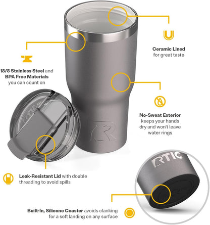 20oz Essential Tumbler with Lid, Ceramic Lined, White | Insulated, Stainless Steel Metal, Portable Travel Cup for Hot and Cold Drinks, Coffee, Car, Camping and Travel