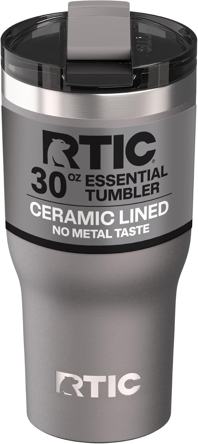 20oz Essential Tumbler with Lid, Ceramic Lined, White | Insulated, Stainless Steel Metal, Portable Travel Cup for Hot and Cold Drinks, Coffee, Car, Camping and Travel