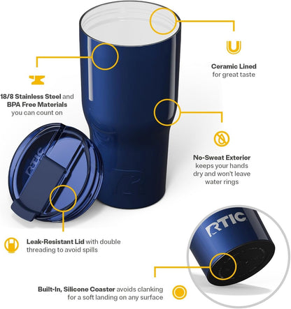 20oz Essential Tumbler with Lid, Ceramic Lined, White | Insulated, Stainless Steel Metal, Portable Travel Cup for Hot and Cold Drinks, Coffee, Car, Camping and Travel