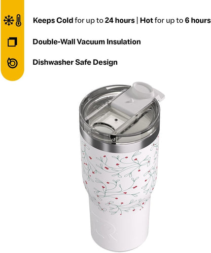 20oz Essential Tumbler with Lid, Ceramic Lined, White | Insulated, Stainless Steel Metal, Portable Travel Cup for Hot and Cold Drinks, Coffee, Car, Camping and Travel