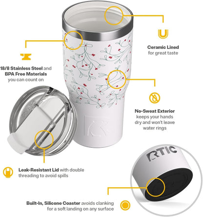 20oz Essential Tumbler with Lid, Ceramic Lined, White | Insulated, Stainless Steel Metal, Portable Travel Cup for Hot and Cold Drinks, Coffee, Car, Camping and Travel