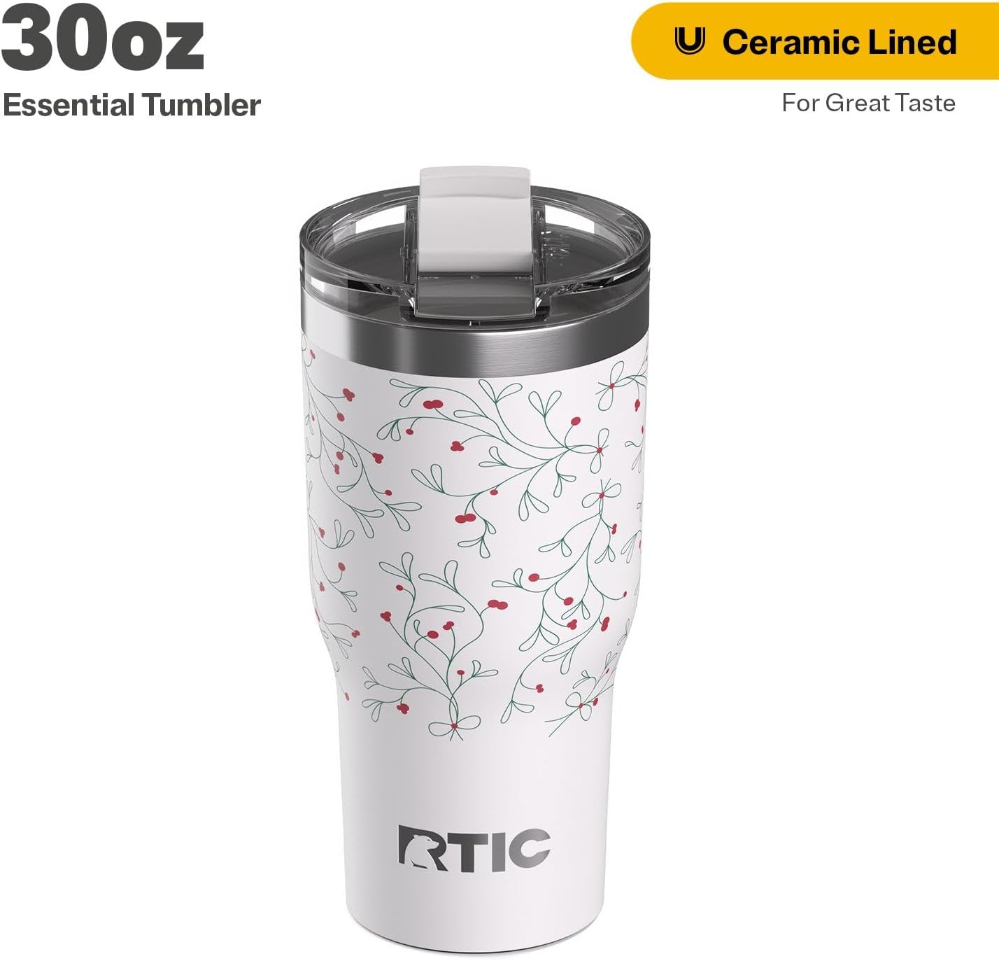 20oz Essential Tumbler with Lid, Ceramic Lined, White | Insulated, Stainless Steel Metal, Portable Travel Cup for Hot and Cold Drinks, Coffee, Car, Camping and Travel