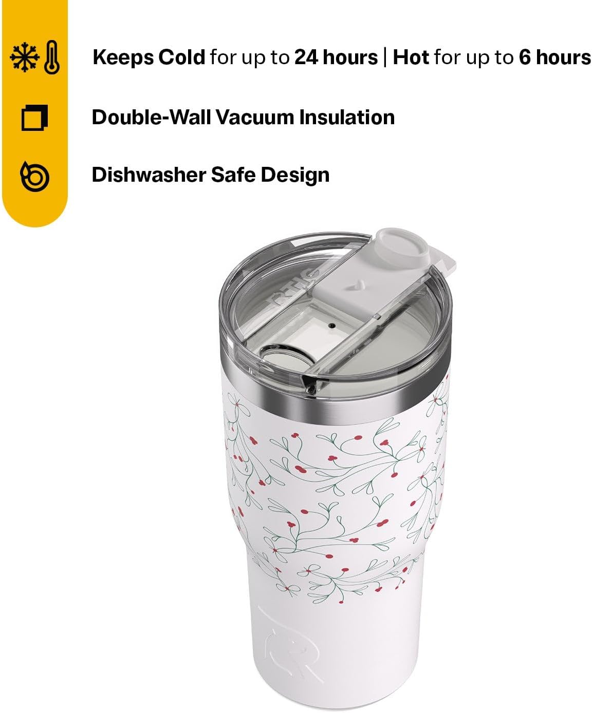 20oz Essential Tumbler with Lid, Ceramic Lined, White | Insulated, Stainless Steel Metal, Portable Travel Cup for Hot and Cold Drinks, Coffee, Car, Camping and Travel