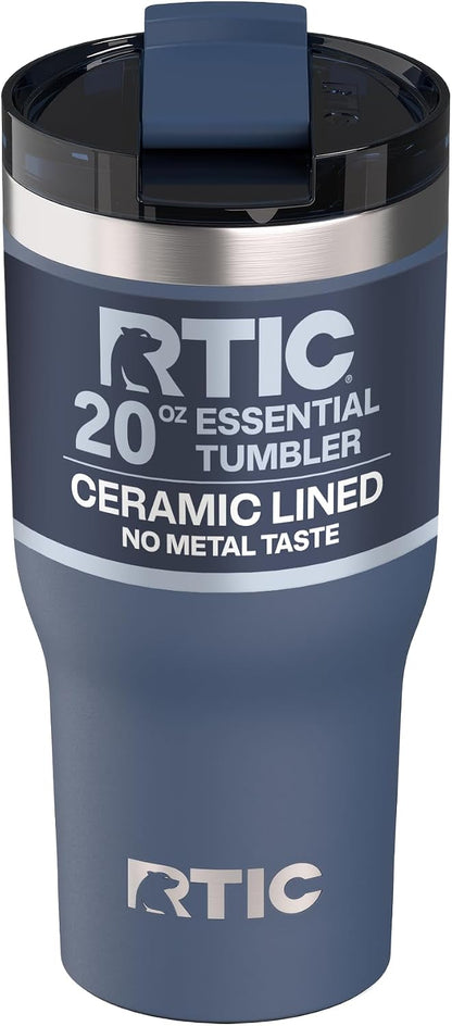 20oz Essential Tumbler with Lid, Ceramic Lined, White | Insulated, Stainless Steel Metal, Portable Travel Cup for Hot and Cold Drinks, Coffee, Car, Camping and Travel