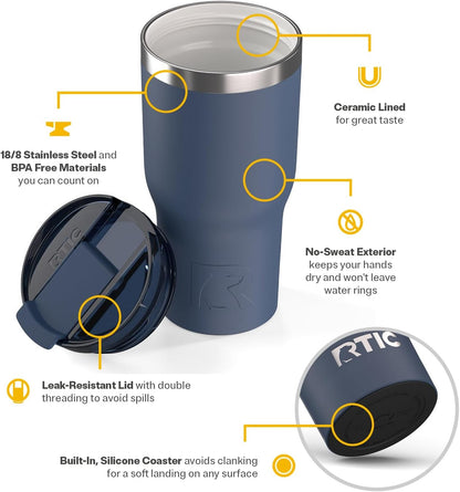 20oz Essential Tumbler with Lid, Ceramic Lined, White | Insulated, Stainless Steel Metal, Portable Travel Cup for Hot and Cold Drinks, Coffee, Car, Camping and Travel