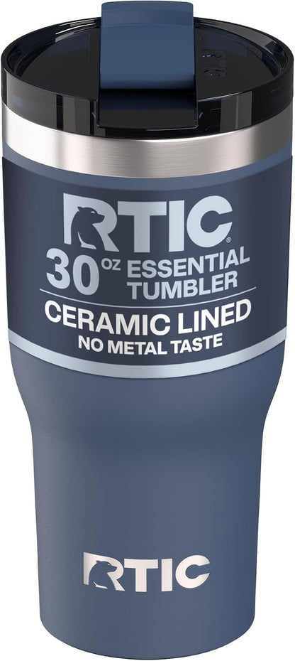 20oz Essential Tumbler with Lid, Ceramic Lined, White | Insulated, Stainless Steel Metal, Portable Travel Cup for Hot and Cold Drinks, Coffee, Car, Camping and Travel