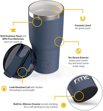 20oz Essential Tumbler with Lid, Ceramic Lined, White | Insulated, Stainless Steel Metal, Portable Travel Cup for Hot and Cold Drinks, Coffee, Car, Camping and Travel
