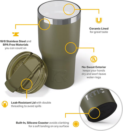 20oz Essential Tumbler with Lid, Ceramic Lined, White | Insulated, Stainless Steel Metal, Portable Travel Cup for Hot and Cold Drinks, Coffee, Car, Camping and Travel