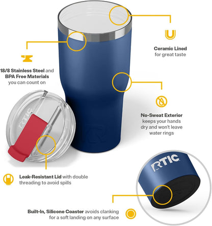 20oz Essential Tumbler with Lid, Ceramic Lined, White | Insulated, Stainless Steel Metal, Portable Travel Cup for Hot and Cold Drinks, Coffee, Car, Camping and Travel