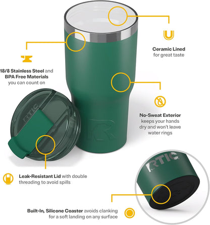 20oz Essential Tumbler with Lid, Ceramic Lined, White | Insulated, Stainless Steel Metal, Portable Travel Cup for Hot and Cold Drinks, Coffee, Car, Camping and Travel