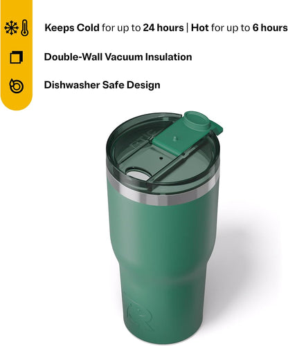 20oz Essential Tumbler with Lid, Ceramic Lined, White | Insulated, Stainless Steel Metal, Portable Travel Cup for Hot and Cold Drinks, Coffee, Car, Camping and Travel
