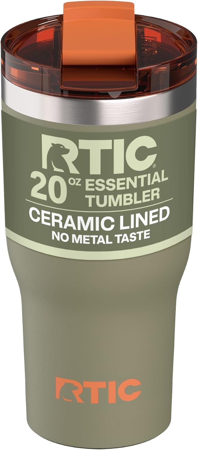 20oz Essential Tumbler with Lid, Ceramic Lined, White | Insulated, Stainless Steel Metal, Portable Travel Cup for Hot and Cold Drinks, Coffee, Car, Camping and Travel