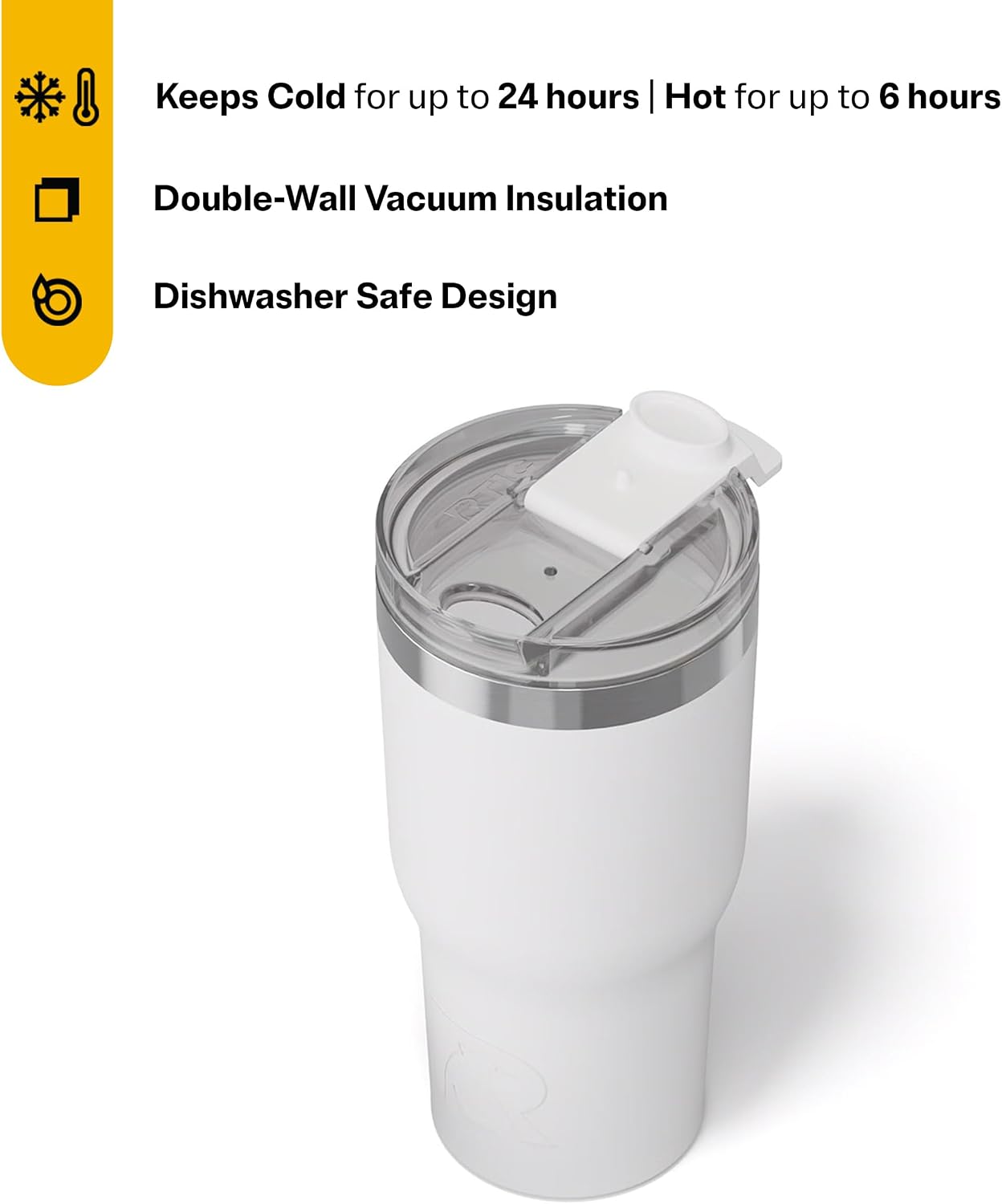 20oz Essential Tumbler with Lid, Ceramic Lined, White | Insulated, Stainless Steel Metal, Portable Travel Cup for Hot and Cold Drinks, Coffee, Car, Camping and Travel
