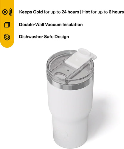 20oz Essential Tumbler with Lid, Ceramic Lined, White | Insulated, Stainless Steel Metal, Portable Travel Cup for Hot and Cold Drinks, Coffee, Car, Camping and Travel