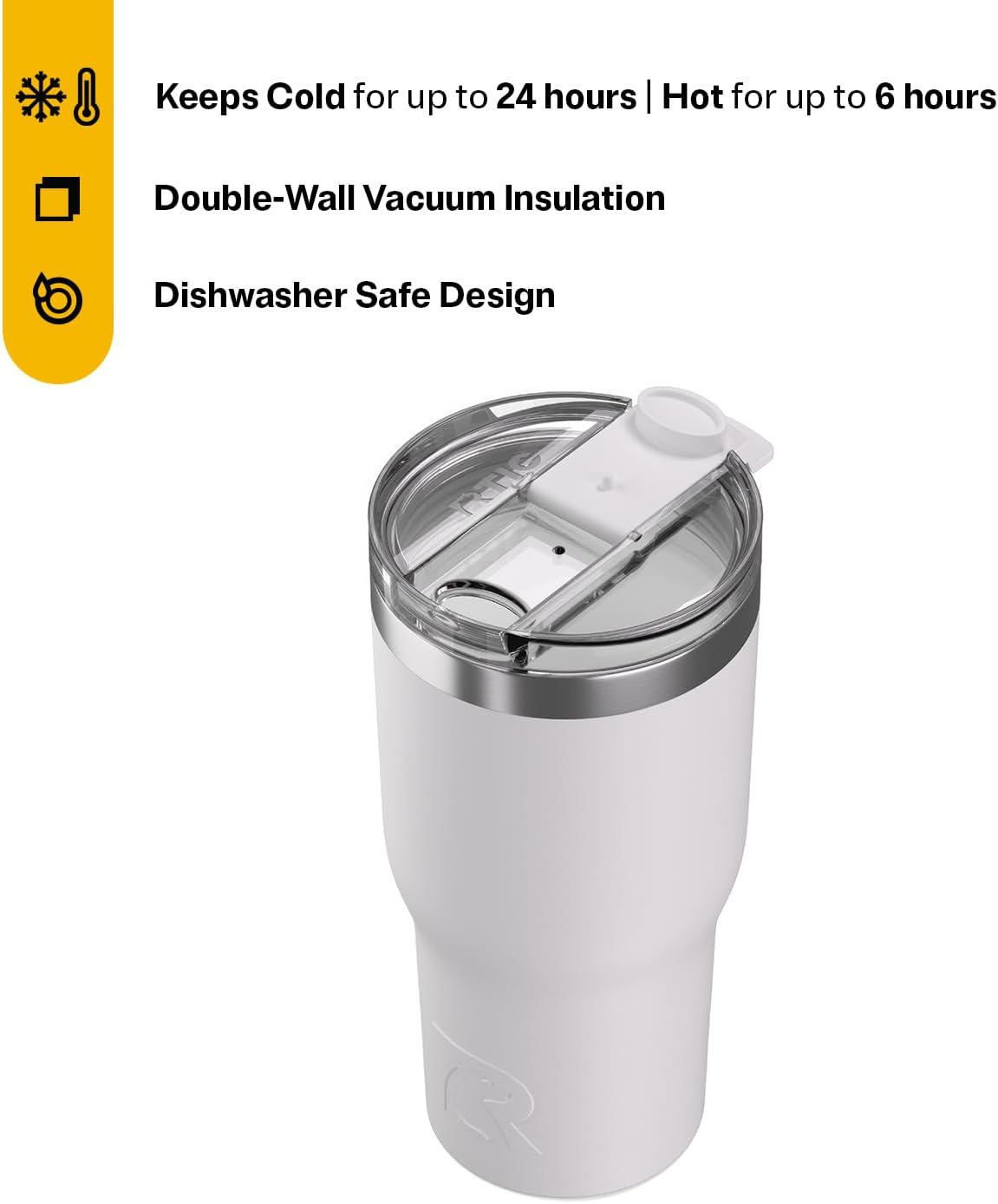 20oz Essential Tumbler with Lid, Ceramic Lined, White | Insulated, Stainless Steel Metal, Portable Travel Cup for Hot and Cold Drinks, Coffee, Car, Camping and Travel