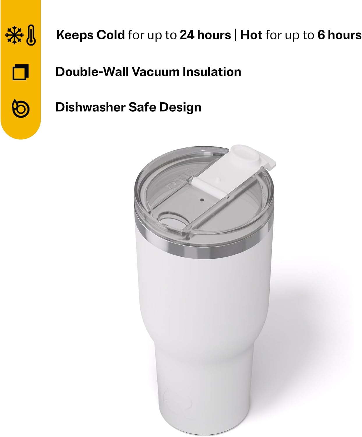 20oz Essential Tumbler with Lid, Ceramic Lined, White | Insulated, Stainless Steel Metal, Portable Travel Cup for Hot and Cold Drinks, Coffee, Car, Camping and Travel