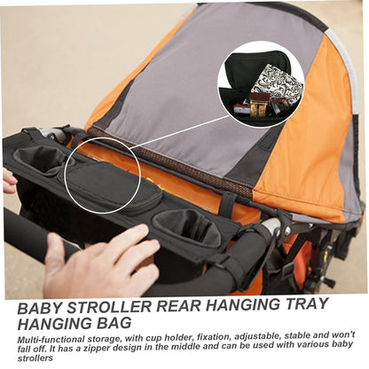 1PC Stroller Caddy, Oxford Cloth Stroller Organizer with Cup Holder, Zippered Pocket and Adjustable Straps..