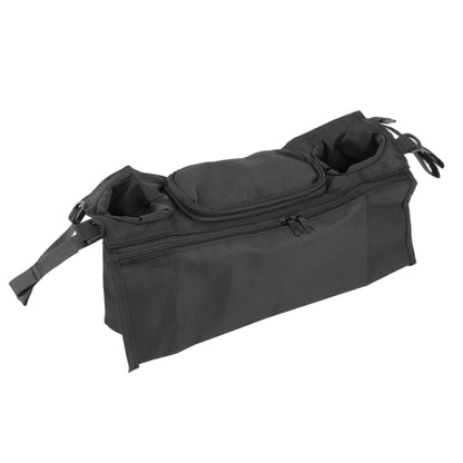1PC Stroller Caddy, Oxford Cloth Stroller Organizer with Cup Holder, Zippered Pocket and Adjustable Straps..