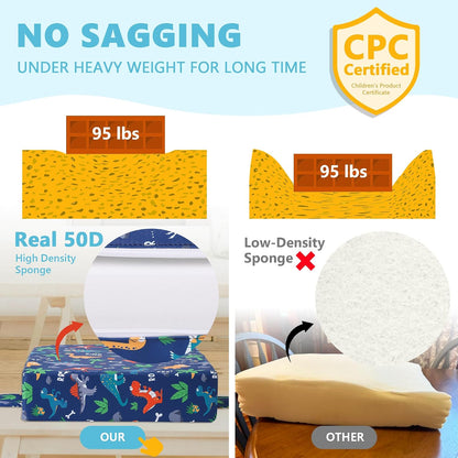 Booster Seat for Kitchen Chair, Toddler Booster Seats for Dining Table with Adjustable Straps Portable for Travel Camping Eating, Booster Cushion for Table for Baby Child Infant Kid Boy Girl