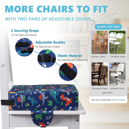 Booster Seat for Kitchen Chair, Toddler Booster Seats for Dining Table with Adjustable Straps Portable for Travel Camping Eating, Booster Cushion for Table for Baby Child Infant Kid Boy Girl