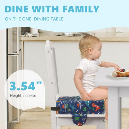 Booster Seat for Kitchen Chair, Toddler Booster Seats for Dining Table with Adjustable Straps Portable for Travel Camping Eating, Booster Cushion for Table for Baby Child Infant Kid Boy Girl