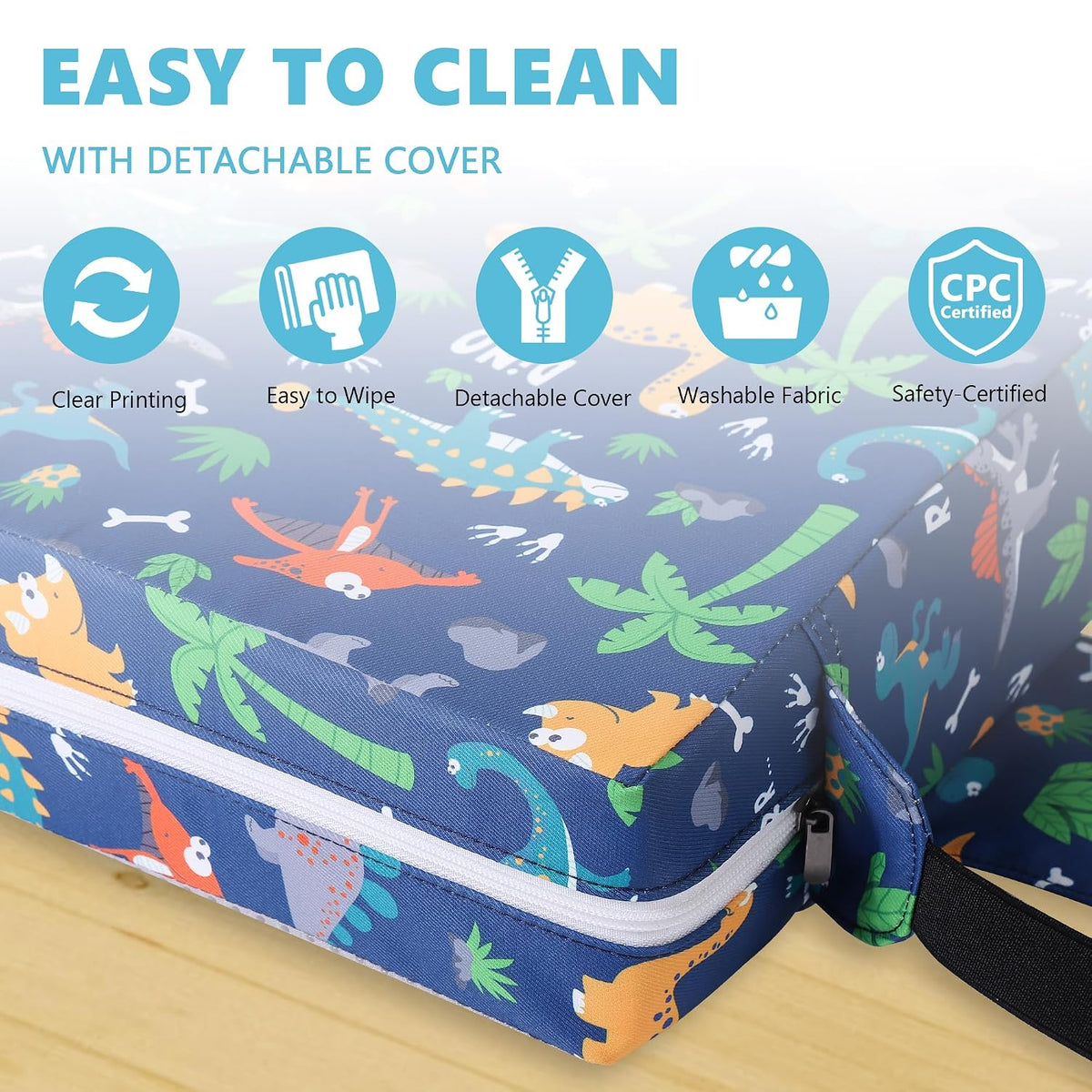 Booster Seat for Kitchen Chair, Toddler Booster Seats for Dining Table with Adjustable Straps Portable for Travel Camping Eating, Booster Cushion for Table for Baby Child Infant Kid Boy Girl