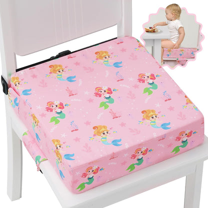 Booster Seat for Kitchen Chair, Toddler Booster Seats for Dining Table with Adjustable Straps Portable for Travel Camping Eating, Booster Cushion for Table for Baby Child Infant Kid Boy Girl