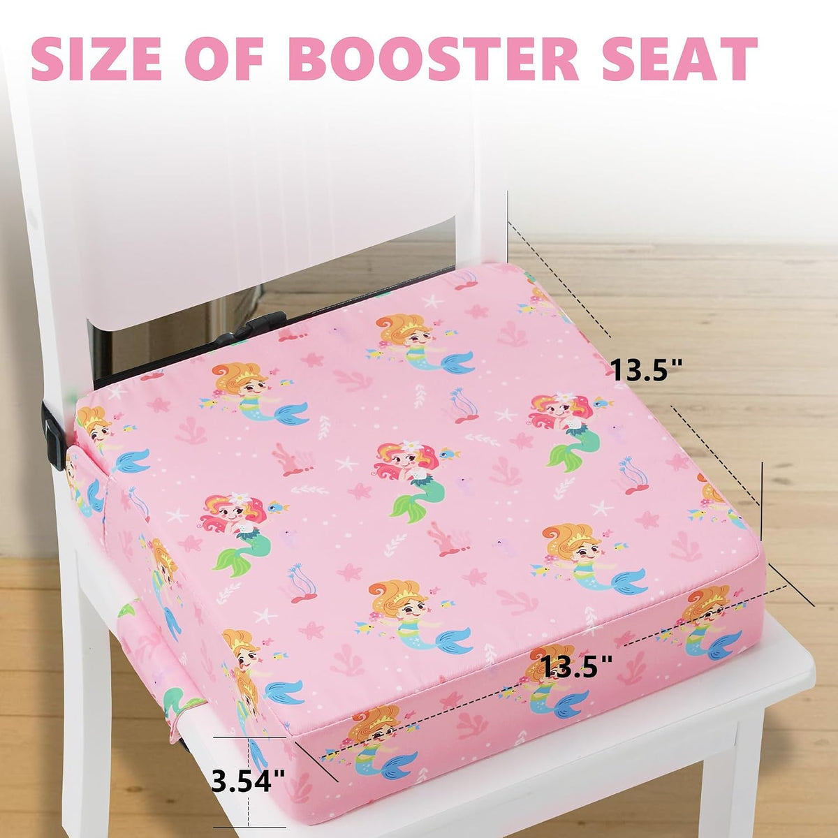 Booster Seat for Kitchen Chair, Toddler Booster Seats for Dining Table with Adjustable Straps Portable for Travel Camping Eating, Booster Cushion for Table for Baby Child Infant Kid Boy Girl