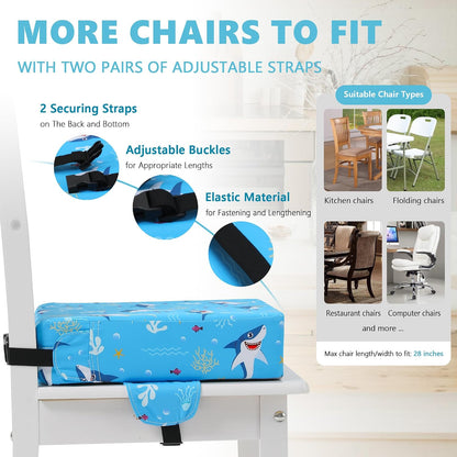 Booster Seat for Kitchen Chair, Toddler Booster Seats for Dining Table with Adjustable Straps Portable for Travel Camping Eating, Booster Cushion for Table for Baby Child Infant Kid Boy Girl