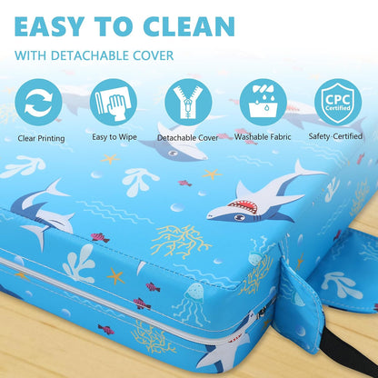Booster Seat for Kitchen Chair, Toddler Booster Seats for Dining Table with Adjustable Straps Portable for Travel Camping Eating, Booster Cushion for Table for Baby Child Infant Kid Boy Girl