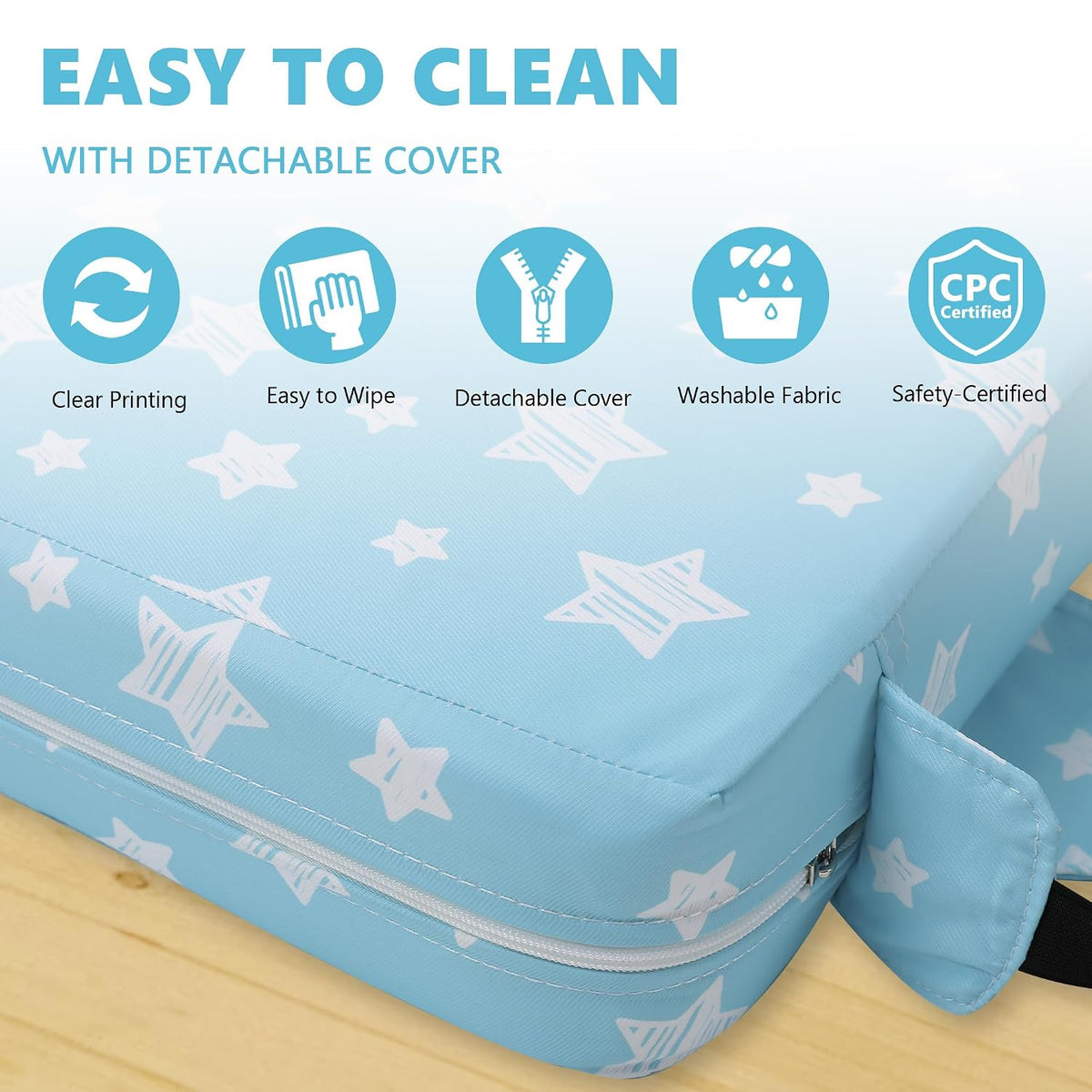 Booster Seat for Kitchen Chair, Toddler Booster Seats for Dining Table with Adjustable Straps Portable for Travel Camping Eating, Booster Cushion for Table for Baby Child Infant Kid Boy Girl