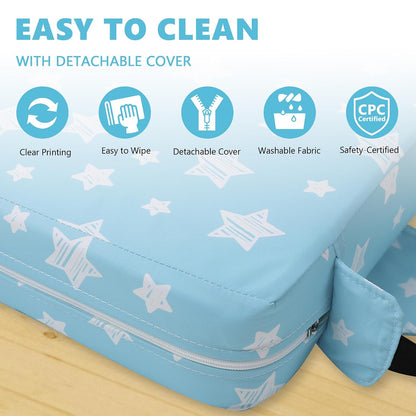 Booster Seat for Kitchen Chair, Toddler Booster Seats for Dining Table with Adjustable Straps Portable for Travel Camping Eating, Booster Cushion for Table for Baby Child Infant Kid Boy Girl