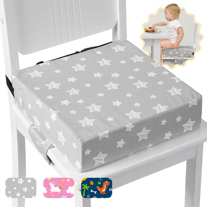Booster Seat for Kitchen Chair, Toddler Booster Seats for Dining Table with Adjustable Straps Portable for Travel Camping Eating, Booster Cushion for Table for Baby Child Infant Kid Boy Girl