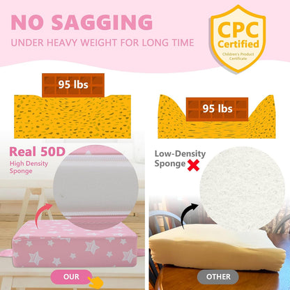 Booster Seat for Kitchen Chair, Toddler Booster Seats for Dining Table with Adjustable Straps Portable for Travel Camping Eating, Booster Cushion for Table for Baby Child Infant Kid Boy Girl