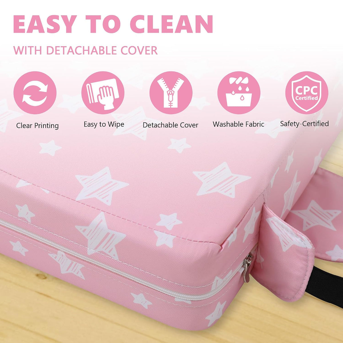 Booster Seat for Kitchen Chair, Toddler Booster Seats for Dining Table with Adjustable Straps Portable for Travel Camping Eating, Booster Cushion for Table for Baby Child Infant Kid Boy Girl