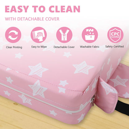 Booster Seat for Kitchen Chair, Toddler Booster Seats for Dining Table with Adjustable Straps Portable for Travel Camping Eating, Booster Cushion for Table for Baby Child Infant Kid Boy Girl