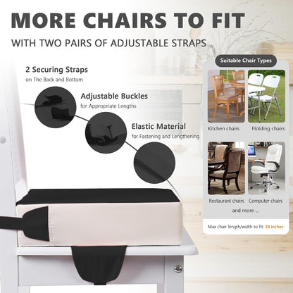 Booster Seat for Kitchen Chair, Toddler Booster Seats for Dining Table with Adjustable Straps Portable for Travel Camping Eating, Booster Cushion for Table for Baby Child Infant Kid Boy Girl