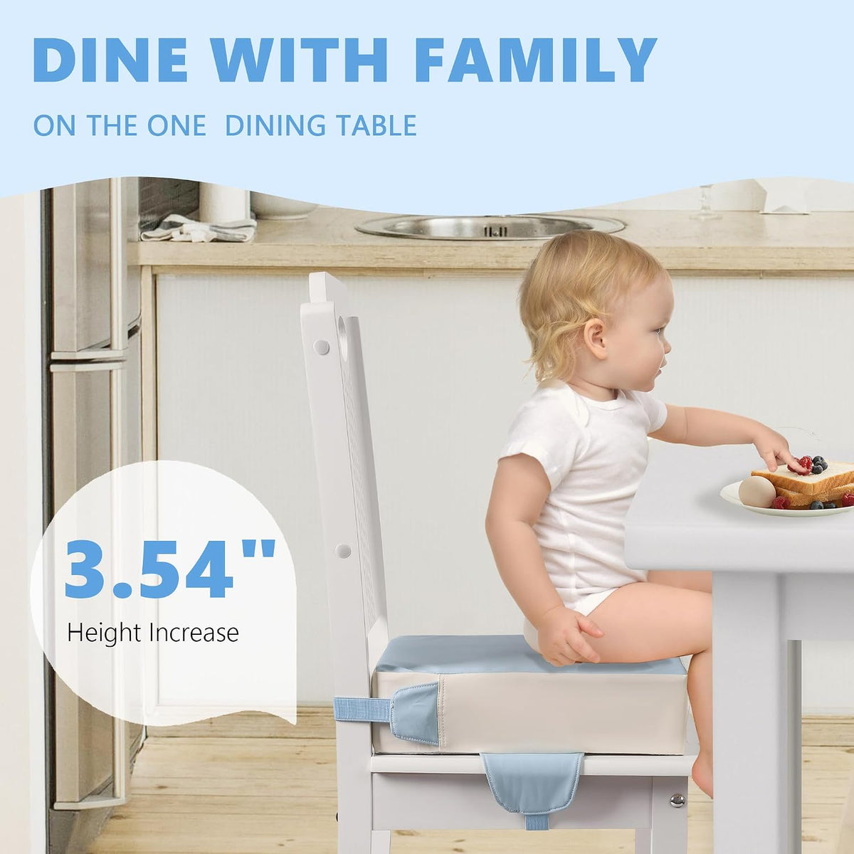Booster Seat for Kitchen Chair, Toddler Booster Seats for Dining Table with Adjustable Straps Portable for Travel Camping Eating, Booster Cushion for Table for Baby Child Infant Kid Boy Girl