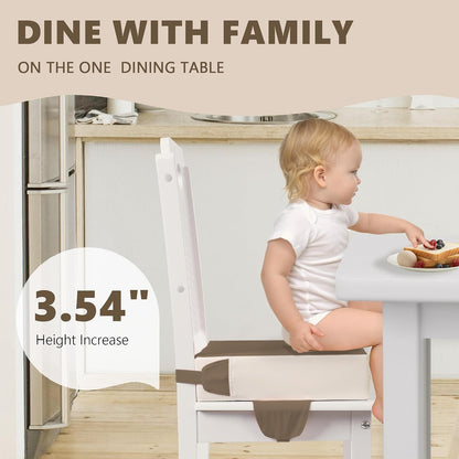 Booster Seat for Kitchen Chair, Toddler Booster Seats for Dining Table with Adjustable Straps Portable for Travel Camping Eating, Booster Cushion for Table for Baby Child Infant Kid Boy Girl